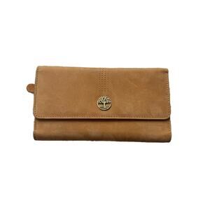 Timberland Brown Genuine Leather‎ Women's Wallet Snap Button Closure